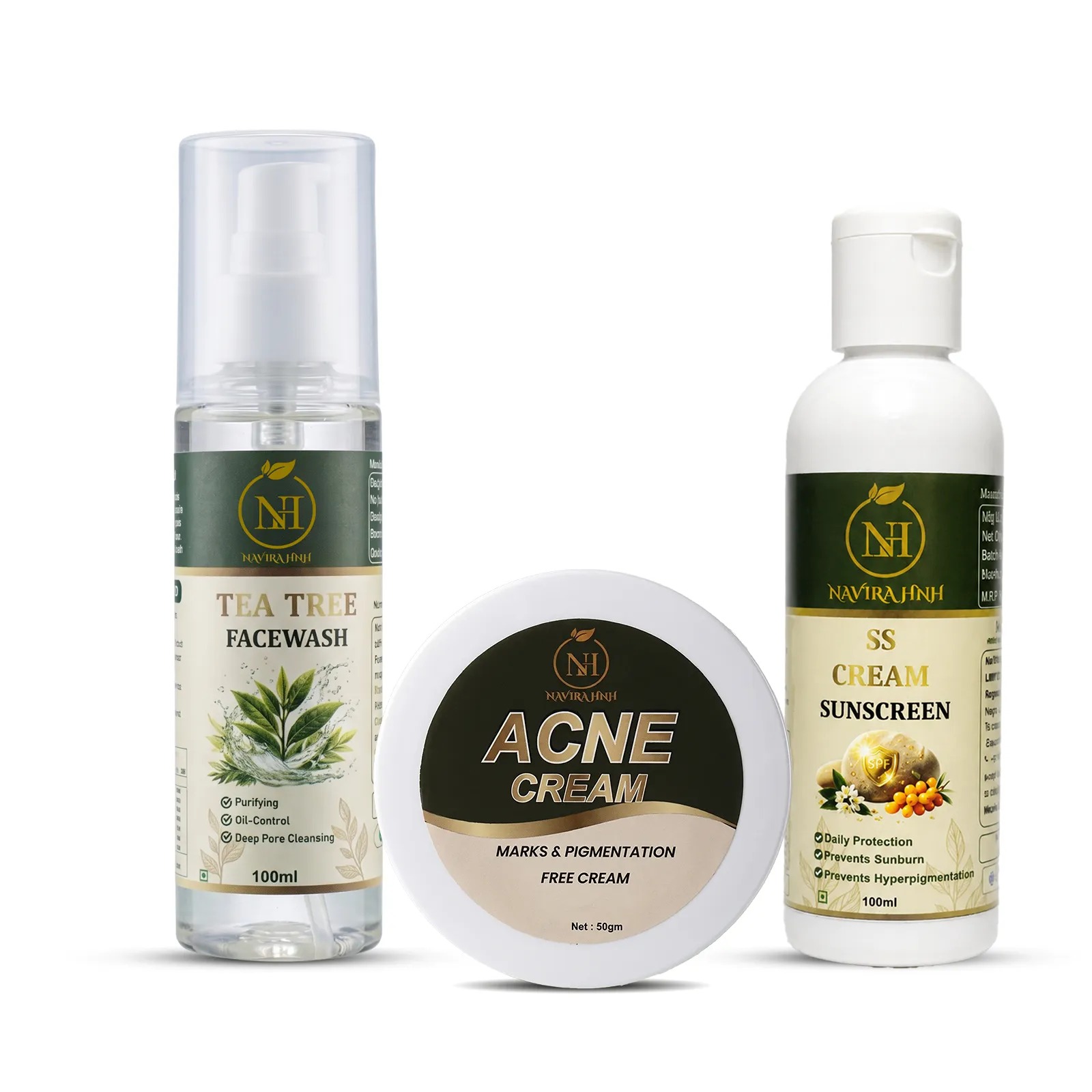 SS Cream Sunscreen | Tea Tree Facewash & Acne Cream | Exclusive Festive Combo